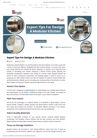 Expert Tips For Design A Modular Kitchen