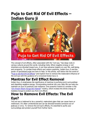 Puja to Get Rid Of Evil Effects – Indian Guru ji