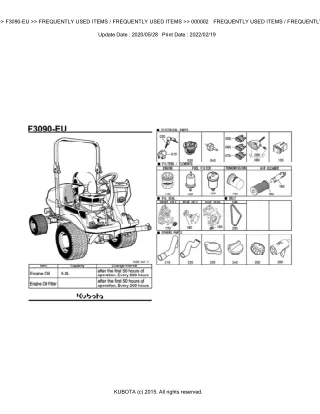 Kubota F3090-EU Front Mower Parts Catalogue Manual (Publishing ID BKIDA5063)