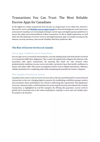 Transactions You Can Trust_ The Most Reliable Escrow Apps for Canadians