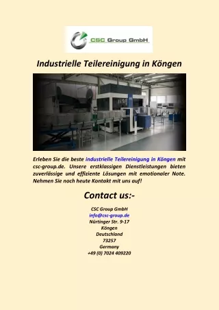 Industrielle Teilereinigung in Köngen