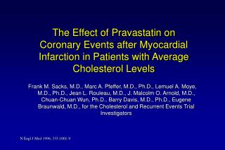 The Effect of Pravastatin on Coronary Events after Myocardial Infarction in Patients with Average Cholesterol Levels