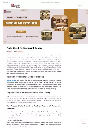 Plate Stand For Modular Kitchen