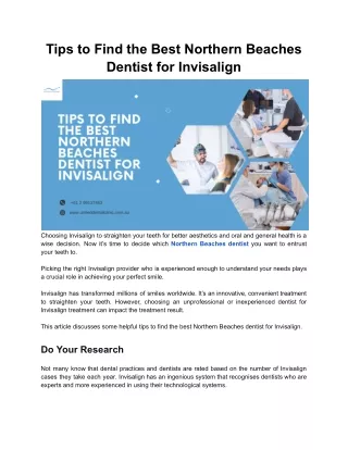 Tips to Find the Best Northern Beaches Dentist for Invisalign