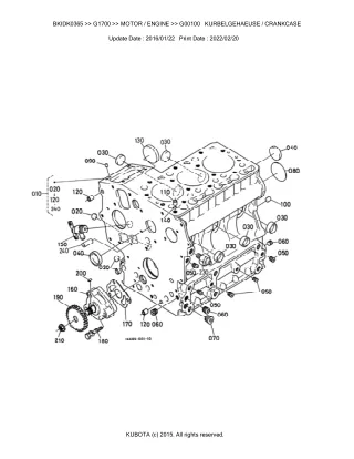 Kubota G1700 Garden Tractor Parts Catalogue Manual (Publishing ID BKIDK0365)