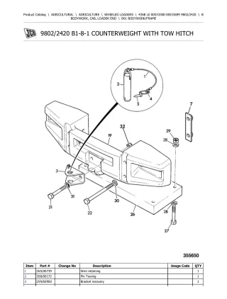 JCB 436B LE Wheeled Loader Parts Catalogue Manual (Serial Number 00533300-00533699)