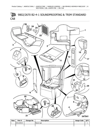 JCB 446 Wheeled Loader Parts Catalogue Manual (Serial Number 00540013-00540014)