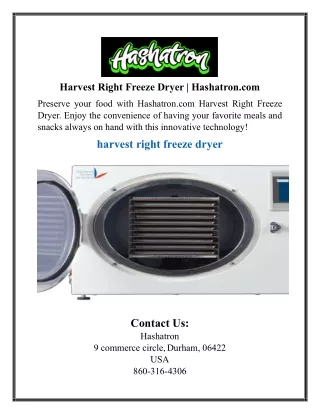 Harvest Right Freeze Dryer | Hashatron.com