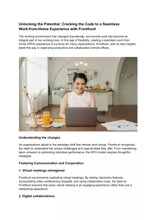 Unlocking the Potential_ Cracking the Code to a Seamless Work-from-Home Experience with Fronthunt