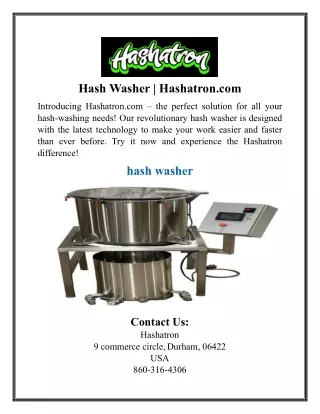 Hash Washer | Hashatron.com