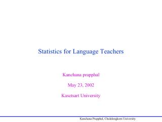 Statistics for Language Teachers