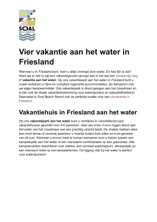 Vakantie aan het water