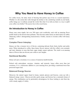 Why You Need to Have Honey in Coffee