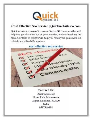 Cost Effective Seo Service | Quickwebsiteseo.com