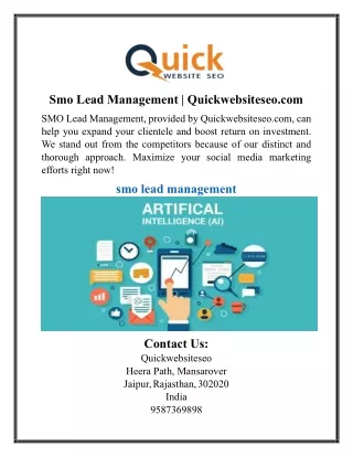 Smo Lead Management | Quickwebsiteseo.com