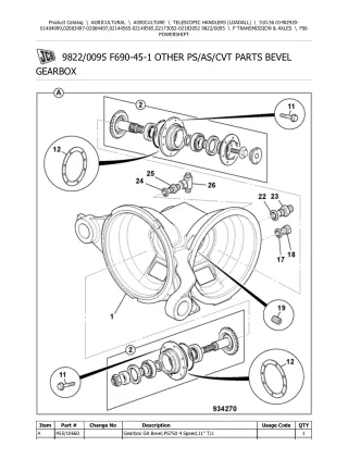 JCB 510.56 Telescopic Handlers (Loadall) Parts Catalogue Manual (Serial Number 01402920-01404999)