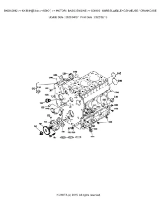 Kubota KX36  KX36H (SN 55001 AND UP) Excavator Parts Catalogue Manual (Publishing ID BKIDA0092)