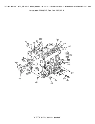 Kubota KX36-2 (SN 55001-69999) Excavator Parts Catalogue Manual (Publishing ID BKIDK0083)