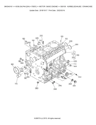 Kubota KX36-2 ALPHA (SN 70001 AND UP) Excavator Parts Catalogue Manual (Publishing ID BKIDA0161)