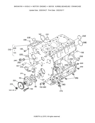 Kubota KX36-3 Excavator Parts Catalogue Manual (Publishing ID BKIDA0190)