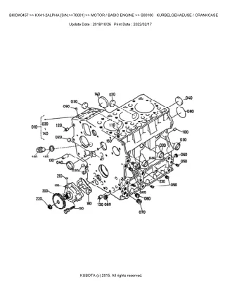 Kubota KX41-2 ALPHA (SN 70001 AND UP) Excavator Parts Catalogue Manual (Publishing ID BKIDK0457)