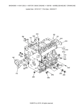 Kubota KX41-2S  KX41-2SV Excavator Parts Catalogue Manual (Publishing ID BKIDK0090)