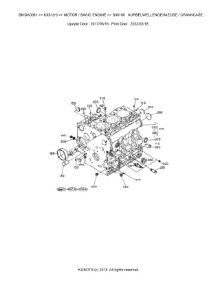Kubota KX61 Excavator Parts Catalogue Manual (Publishing ID BKIDA0081)