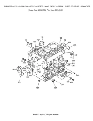 Kubota KX61-2 ALPHA (SN 60001 and up) Excavator Parts Catalogue Manual (Publishing ID BKIDK0397)