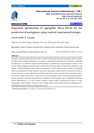 Sequential optimization of aspergillus flavus kla-80 for the production of narin