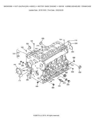 Kubota KX71-2 ALPHA (SN 60001 AND UP) Excavator Parts Catalogue Manual (Publishing ID BKIDK0398)