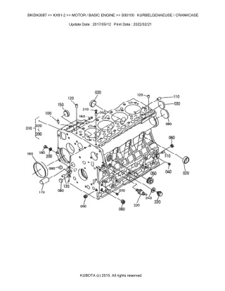 Kubota KX91-2 Excavator Parts Catalogue Manual (Publishing ID BKIDK0087)