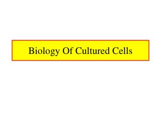 Biology Of Cultured Cells