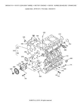 Kubota KX101-3 (SN 55001-69999) Excavator Parts Catalogue Manual (Publishing ID BKIDA0119)