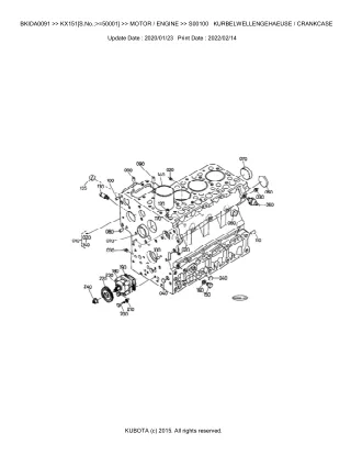 Kubota KX151 (SN 50001 and up) Excavator Parts Catalogue Manual (Publishing ID BKIDA0091)