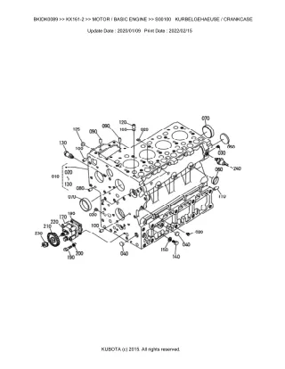 Kubota KX161-2 Excavator Parts Catalogue Manual (Publishing ID BKIDK0089)