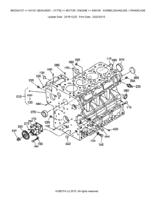 Kubota KX161-3 (SN 00001-01776) Excavator Parts Catalogue Manual (Publishing ID BKIDA0137)