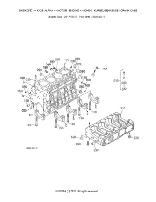 Kubota KX251 ALPHA Excavator Parts Catalogue Manual (Publishing ID BKIDK0537)