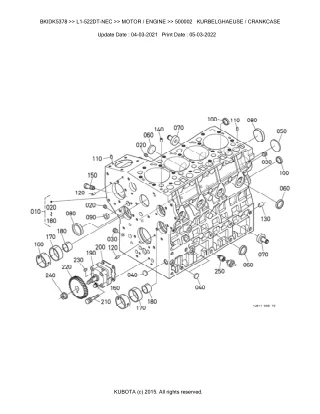 Kubota L1-522DT-NEC Tractor Parts Catalogue Manual (Publishing ID BKIDK5378)