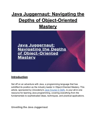 Java Juggernaut_ Navigating the Depths of Object-Oriented Mastery