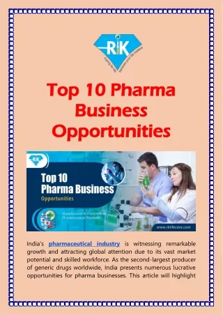 Top 10 Pharma Business Opportunities