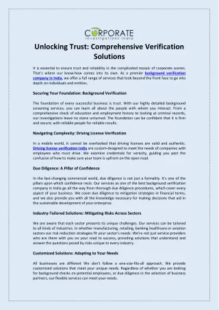 Unlocking Trust Comprehensive Verification Solutions