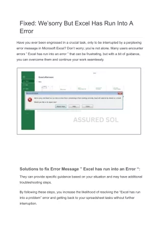 Fixed_ We’sorry But Excel Has Run Into A Error