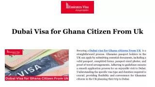 Dubai visa for Ghana citizens From UK