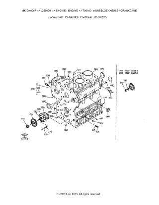 Kubota L2550DT Tractor Parts Catalogue Manual (Publishing ID BKIDK0067)