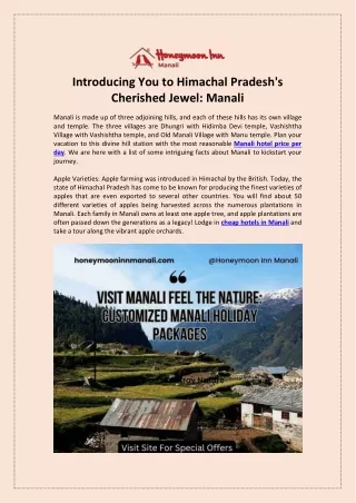 Introducing You to Himachal Pradeshs Cherished Jewel Manali