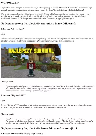 Najlepsze serwery Skyblock - stwórz własną wyspę i rozwijaj się w świecie Minecr