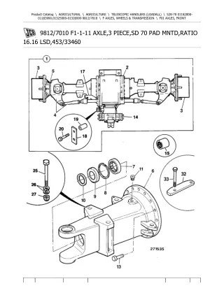 JCB 528-70 Telescopic Handlers (Loadall) Parts Catalogue Manual (Serial Number 01182000-01183999)