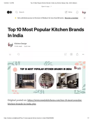 Top 10 Most Popular Kitchen Brands In India