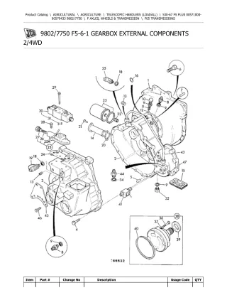 JCB 530-67 FS PLUS Telescopic Handlers (Loadall) Parts Catalogue Manual (Serial Number 00571000-00579433)