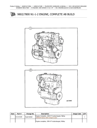 JCB 530-110 PLACEACE Telescopic Handlers (Loadall) Parts Catalogue Manual (Serial Number 00561000-00580000)